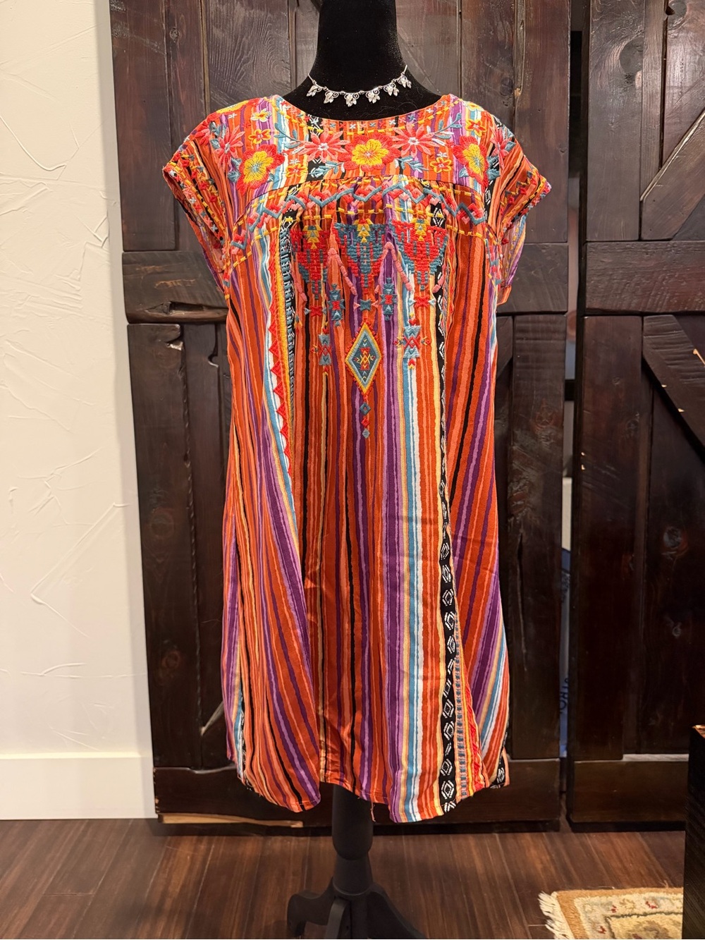 Savannah Jane Embroidered MexiDress - Multicolor